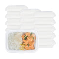 Asporto 24 oz Rectangle White Plastic To Go Box - with Clear Lid, Microwavable - 8" x 5 1/4" x 1 3/4" - 100 count box