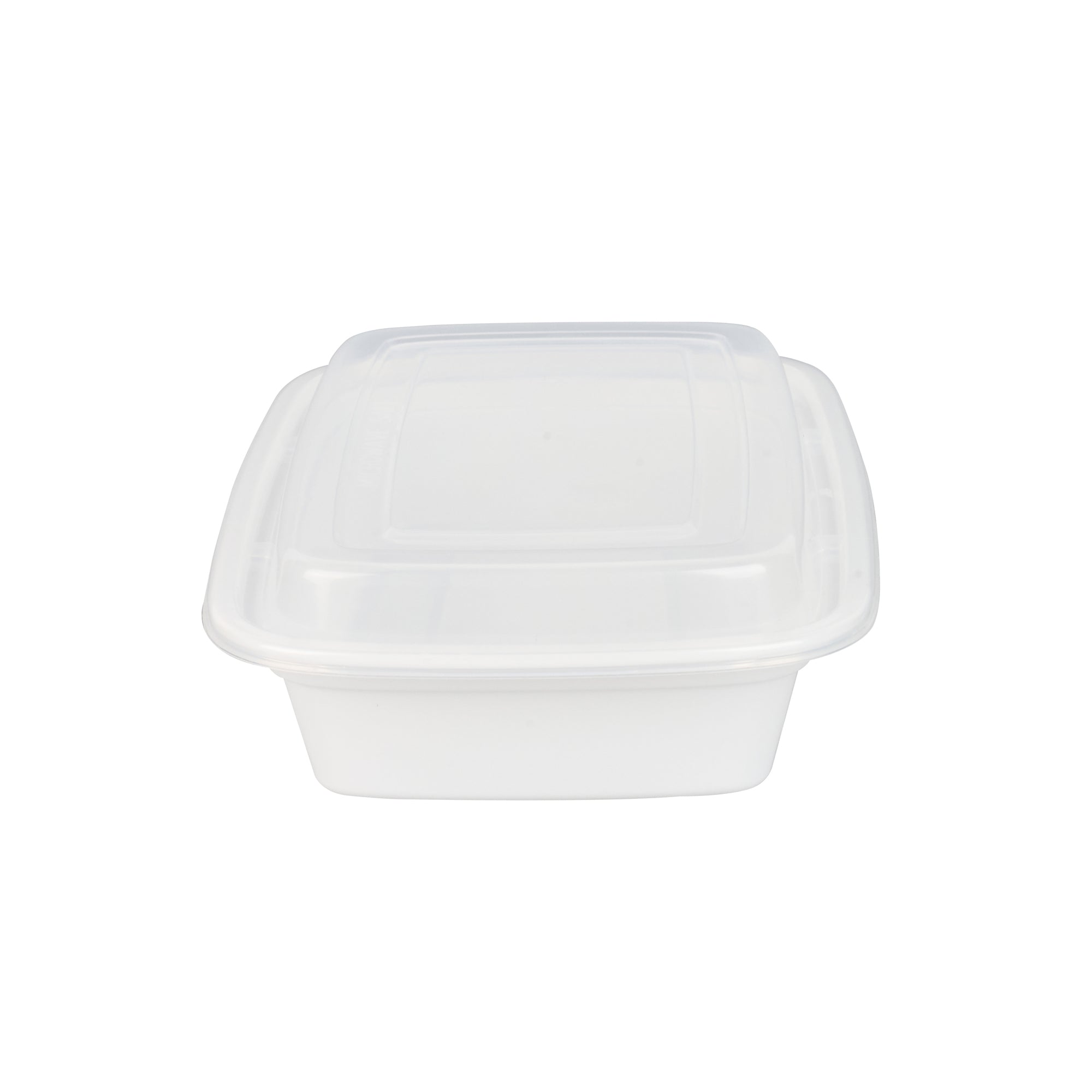 Asporto 24 oz Rectangle White Plastic To Go Box - with Clear Lid, Microwavable - 8" x 5 1/4" x 1 3/4" - 50 count box