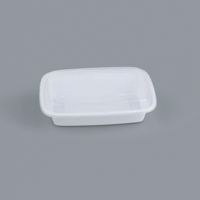 Asporto 24 oz Rectangle White Plastic To Go Box - with Clear Lid, Microwavable - 8" x 5 1/4" x 1 3/4" - 100 count box