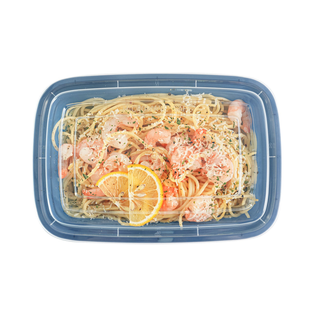 Asporto 28 oz Rectangle Midnight Blue Plastic To Go Box - with Clear Lid, Microwavable - 8 3/4" x 6" x 1 1/2" - 100 count box