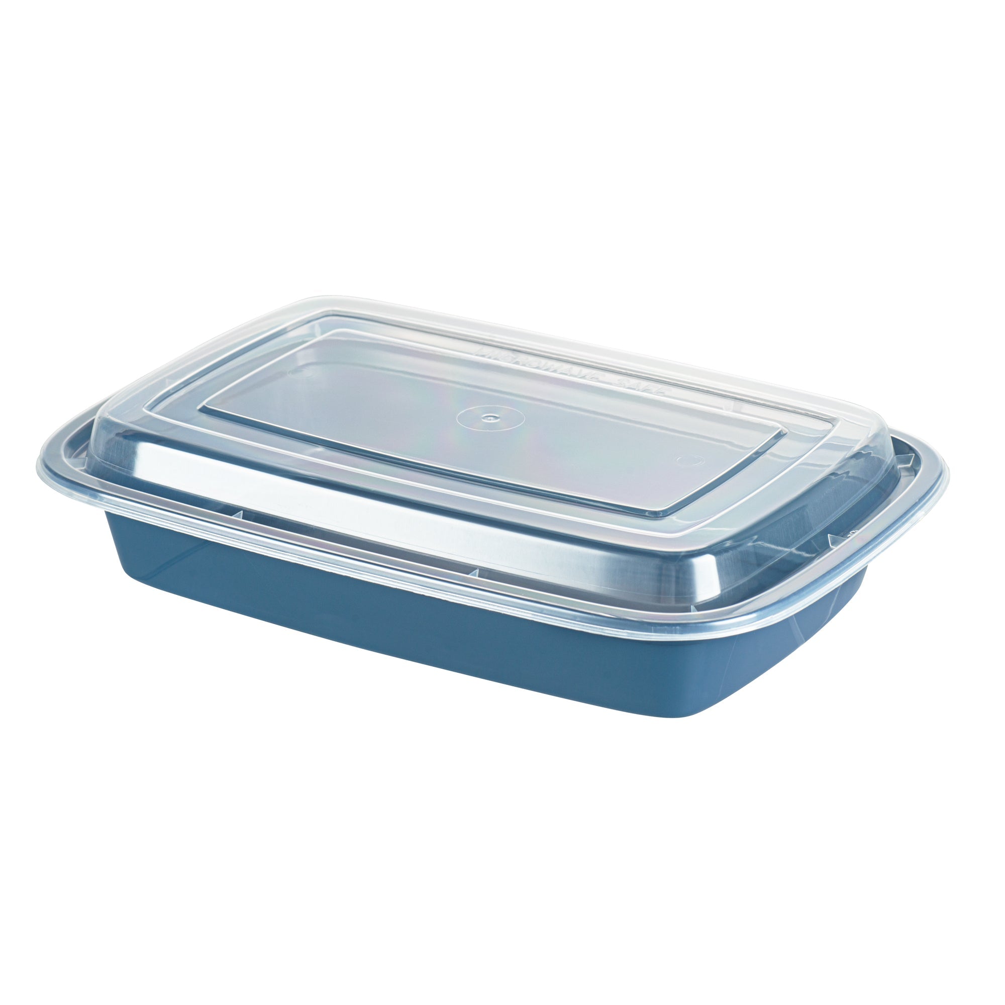 Asporto 28 oz Rectangle Midnight Blue Plastic To Go Box - with Clear Lid, Microwavable - 8 3/4" x 6" x 1 1/2" - 100 count box
