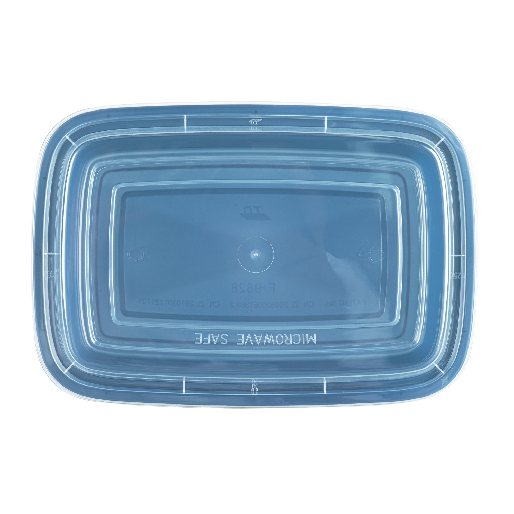 Asporto 28 oz Rectangle Midnight Blue Plastic To Go Box - with Clear Lid, Microwavable - 8 3/4" x 6" x 1 1/2" - 100 count box