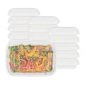 Asporto 28 oz Rectangle White Plastic To Go Box - with Clear Lid, Microwavable - 8 3/4" x 6" x 1 1/2" - 50 count box
