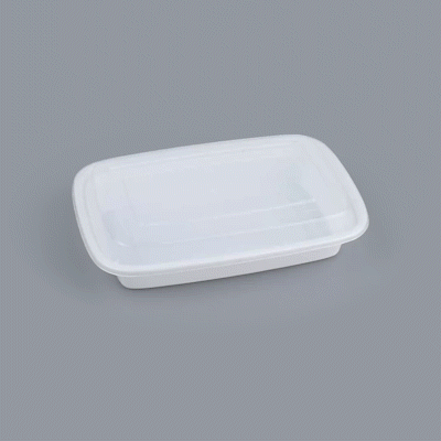 Asporto 28 oz Rectangle White Plastic To Go Box - with Clear Lid, Microwavable - 8 3/4" x 6" x 1 1/2" - 50 count box