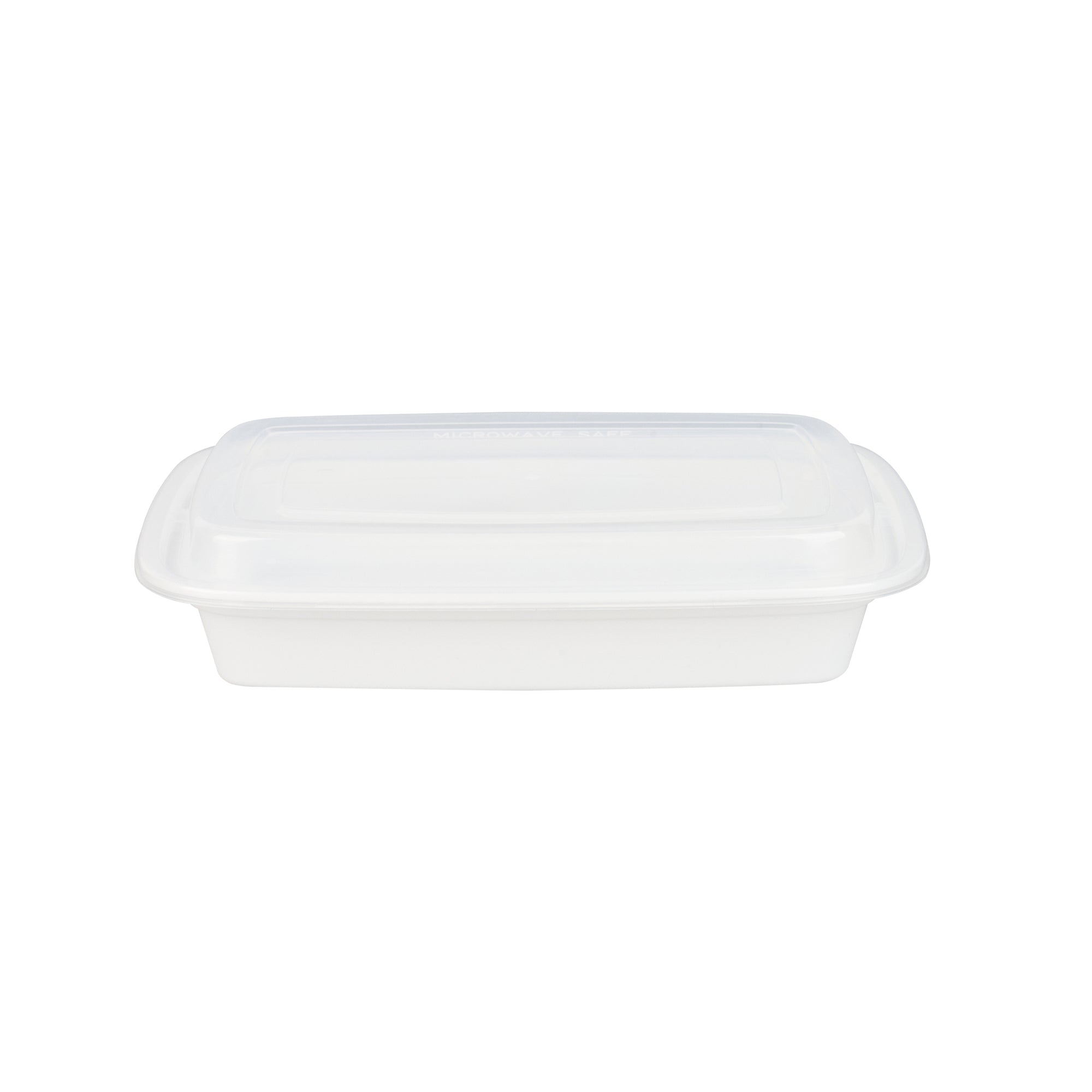 Asporto 28 oz Rectangle White Plastic To Go Box - with Clear Lid, Microwavable - 8 3/4" x 6" x 1 1/2" - 50 count box
