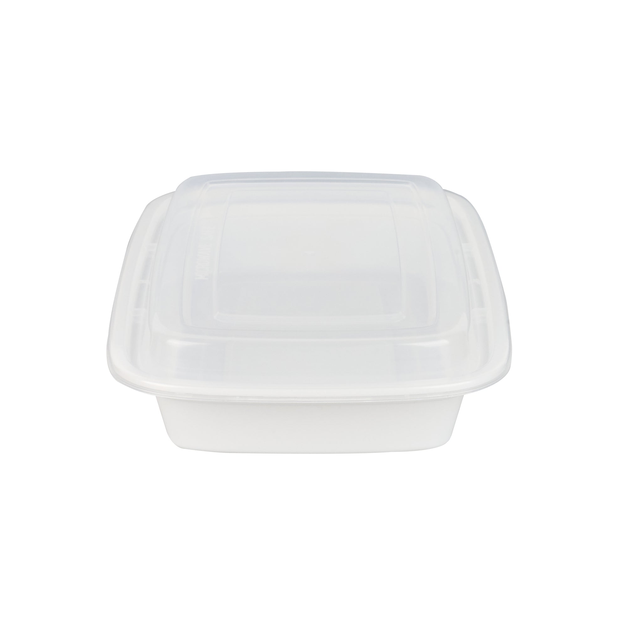 Asporto 28 oz Rectangle White Plastic To Go Box - with Clear Lid, Microwavable - 8 3/4" x 6" x 1 1/2" - 50 count box