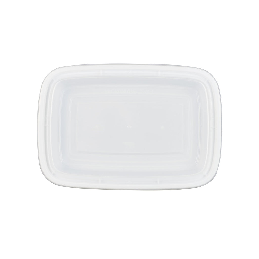 Asporto 28 oz Rectangle White Plastic To Go Box - with Clear Lid, Microwavable - 8 3/4" x 6" x 1 1/2" - 50 count box