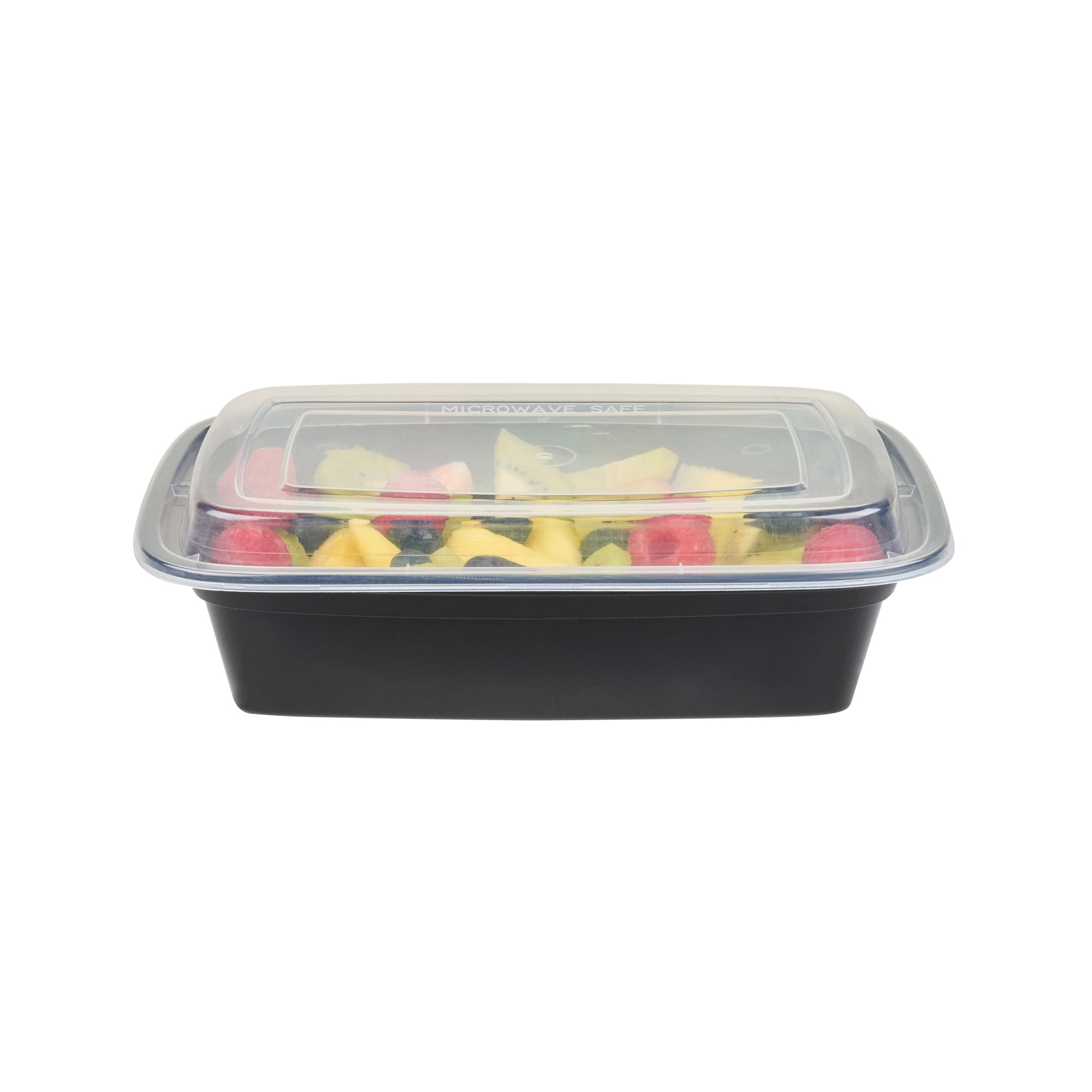 Asporto 38 oz Rectangle Black Plastic To Go Box - with Clear Lid, Microwavable - 8 3/4" x 6" x 2" - 100 count box