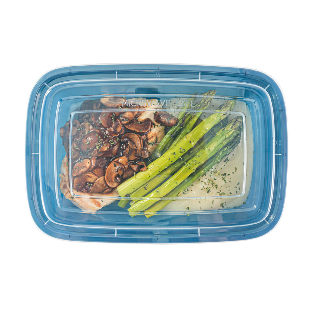 Asporto 38 oz Rectangle Midnight Blue Plastic To Go Box - with Clear Lid, Microwavable - 8 3/4" x 6" x 2" - 100 count box