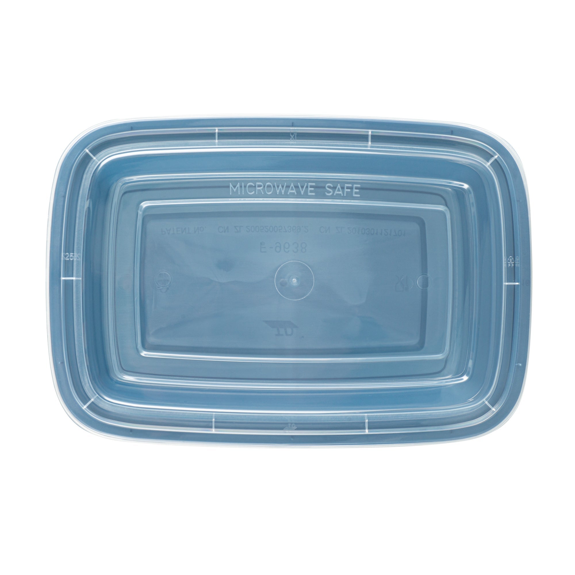 Asporto 38 oz Rectangle Midnight Blue Plastic To Go Box - with Clear Lid, Microwavable - 8 3/4" x 6" x 2" - 100 count box