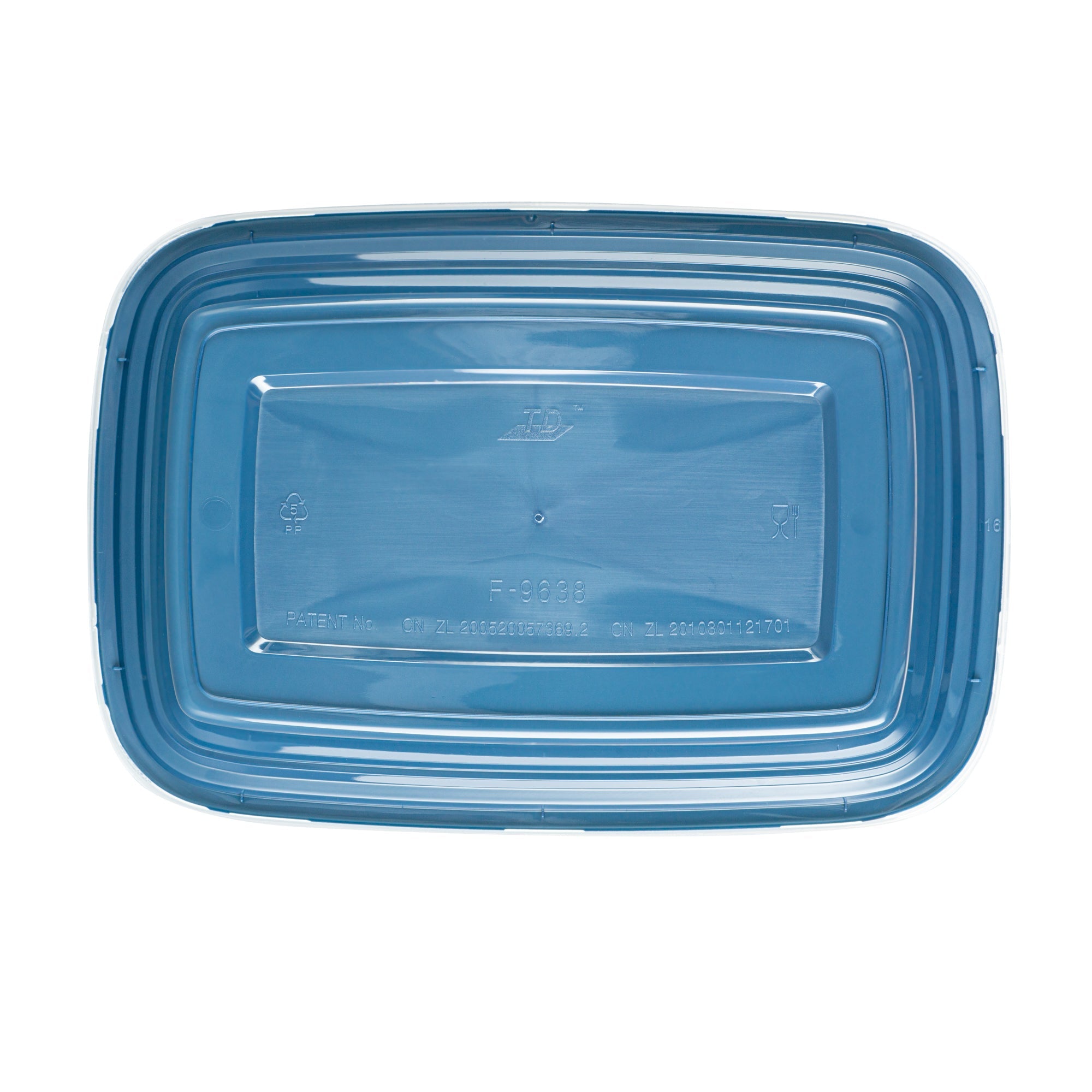 Asporto 38 oz Rectangle Midnight Blue Plastic To Go Box - with Clear Lid, Microwavable - 8 3/4" x 6" x 2" - 100 count box