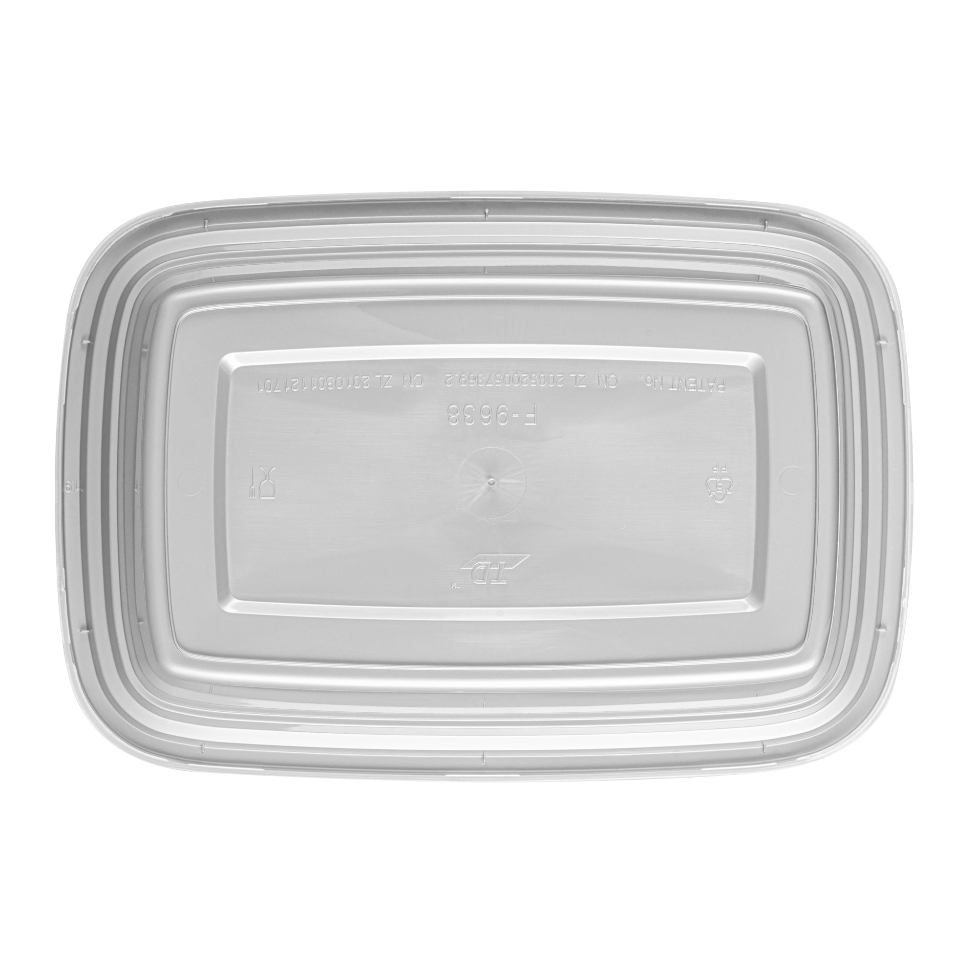 Asporto 38 oz Rectangle Silver Plastic To Go Box - with Clear Lid, Microwavable - 8 3/4" x 6" x 2" - 100 count box
