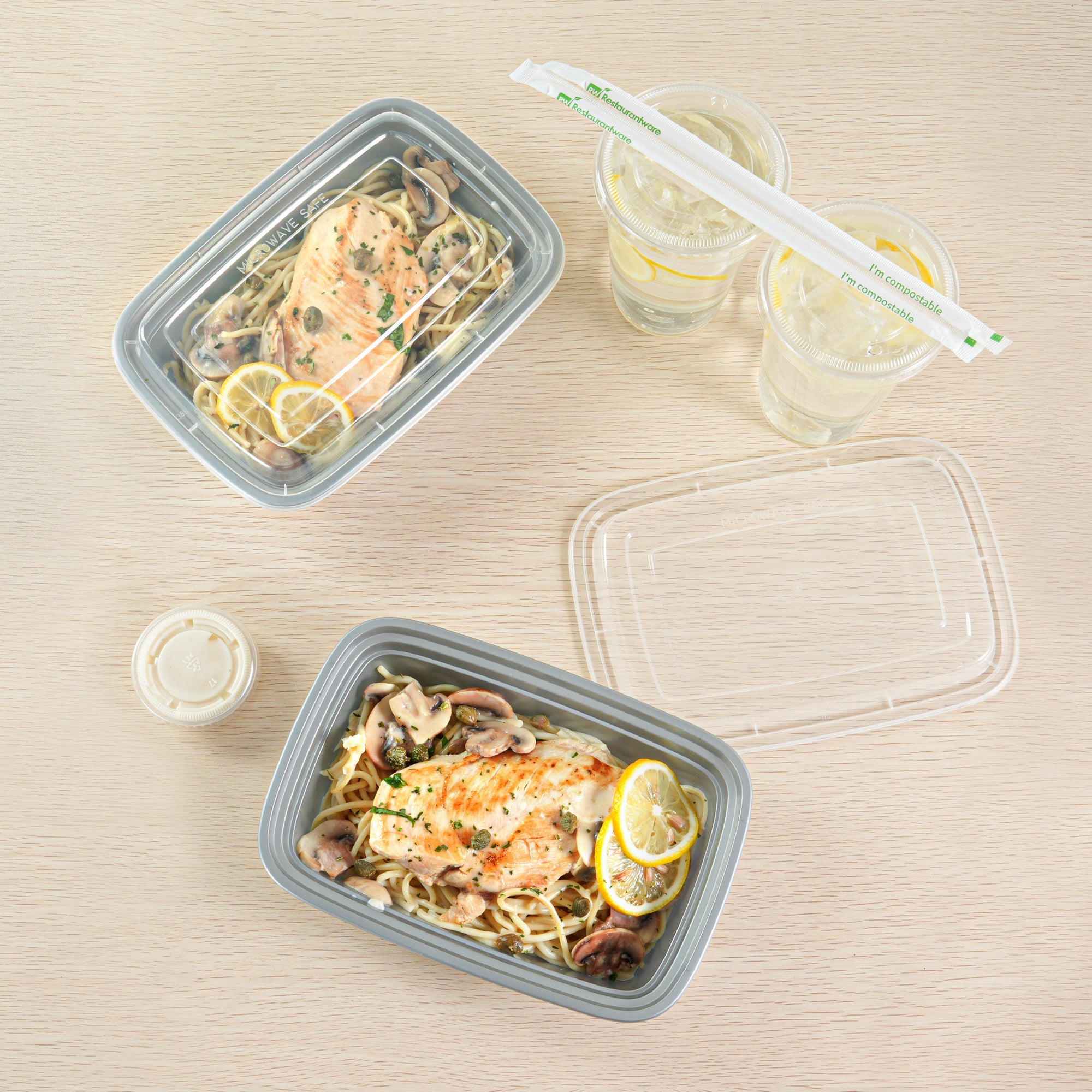 Asporto 38 oz Rectangle Silver Plastic To Go Box - with Clear Lid, Microwavable - 8 3/4" x 6" x 2" - 100 count box