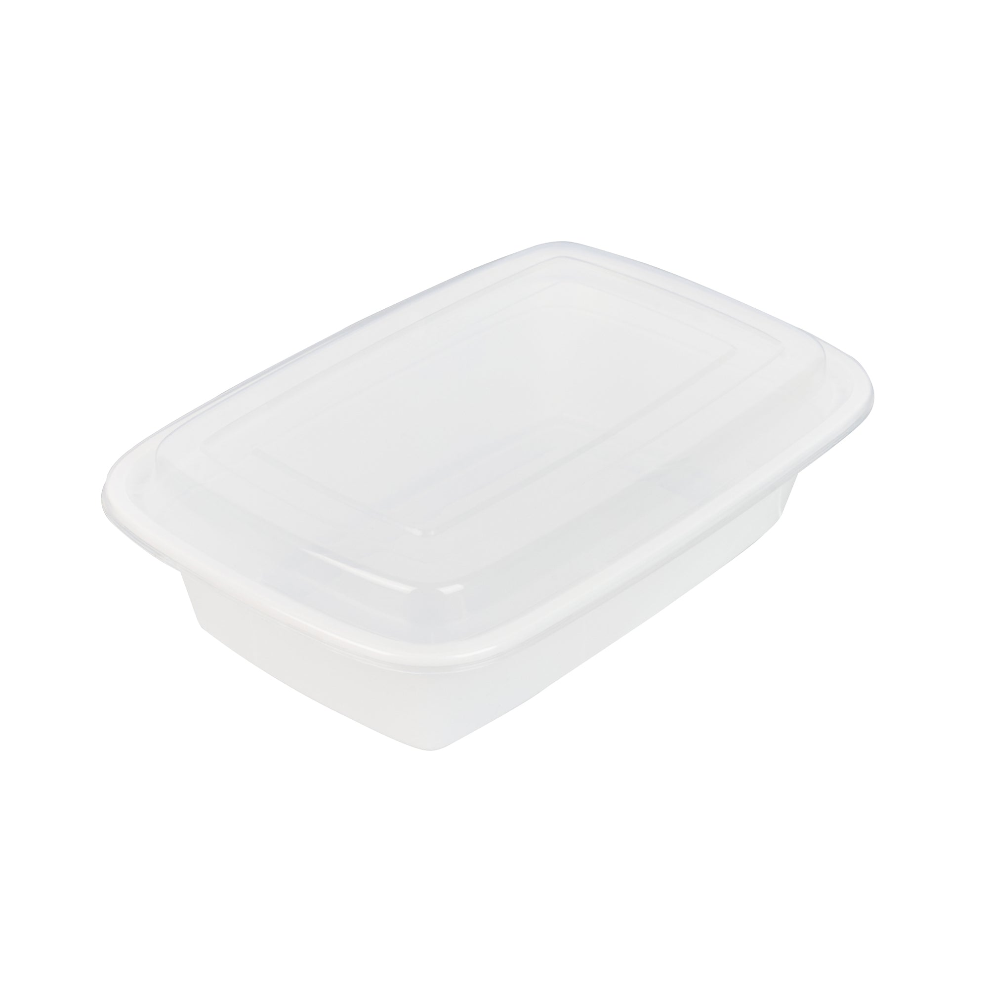 Asporto 38 oz Rectangle White Plastic To Go Box - with Clear Lid, Microwavable - 8 3/4" x 6" x 2" - 100 count box