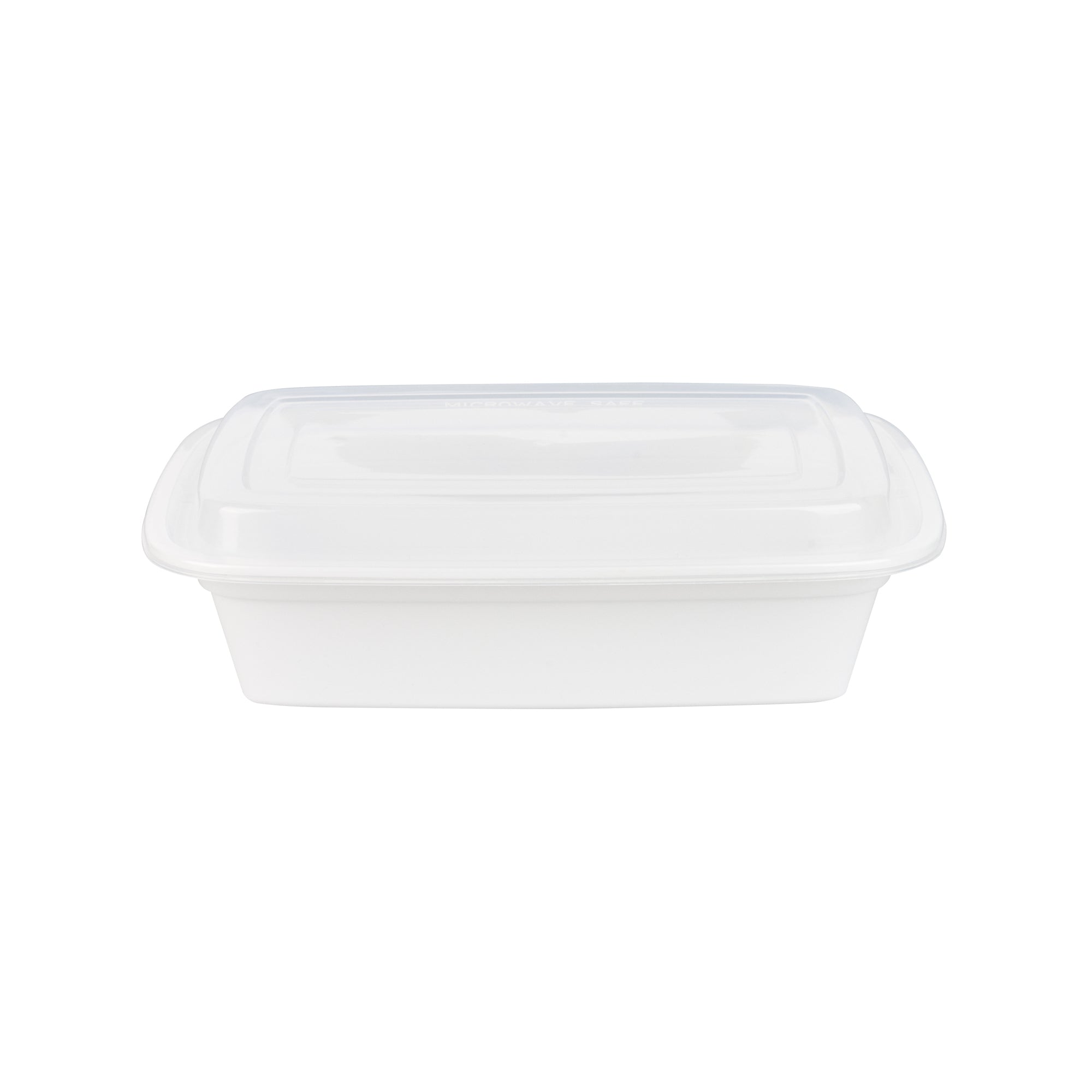 Asporto 38 oz Rectangle White Plastic To Go Box - with Clear Lid, Microwavable - 8 3/4" x 6" x 2" - 50 count box