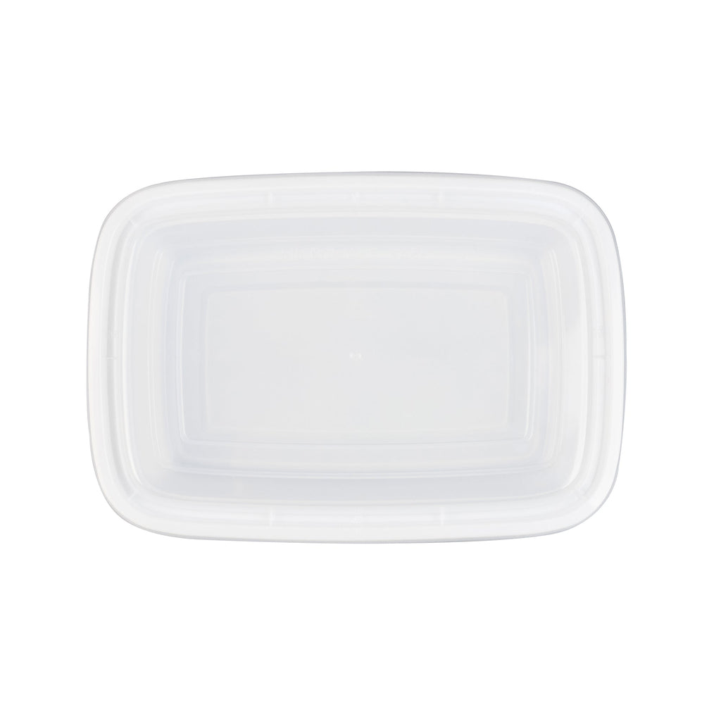 Asporto 38 oz Rectangle White Plastic To Go Box - with Clear Lid, Microwavable - 8 3/4" x 6" x 2" - 50 count box
