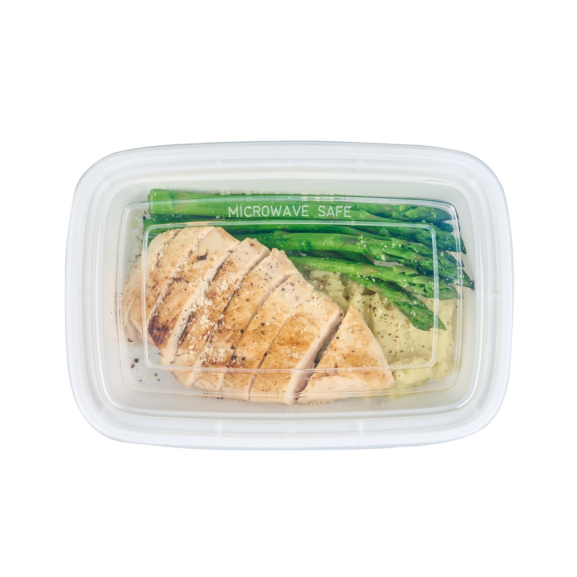 Asporto 38 oz Rectangle White Plastic To Go Box - with Clear Lid, Microwavable - 8 3/4" x 6" x 2" - 100 count box