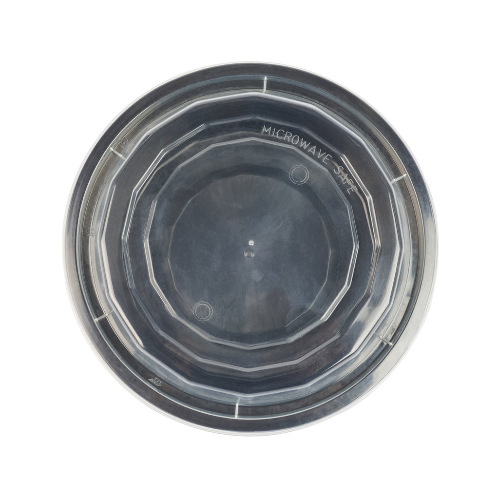 Asporto 16 oz Round Black Plastic To Go Box - with Clear Lid, Microwavable - 6 1/4" x 6 1/4" x 1 3/4" - 50 count box