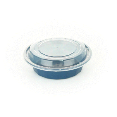 Asporto 16 oz Round Midnight Blue Plastic To Go Box - with Clear Lid, Microwavable - 6 1/4" x 6 1/4" x 1 3/4" - 100 count box