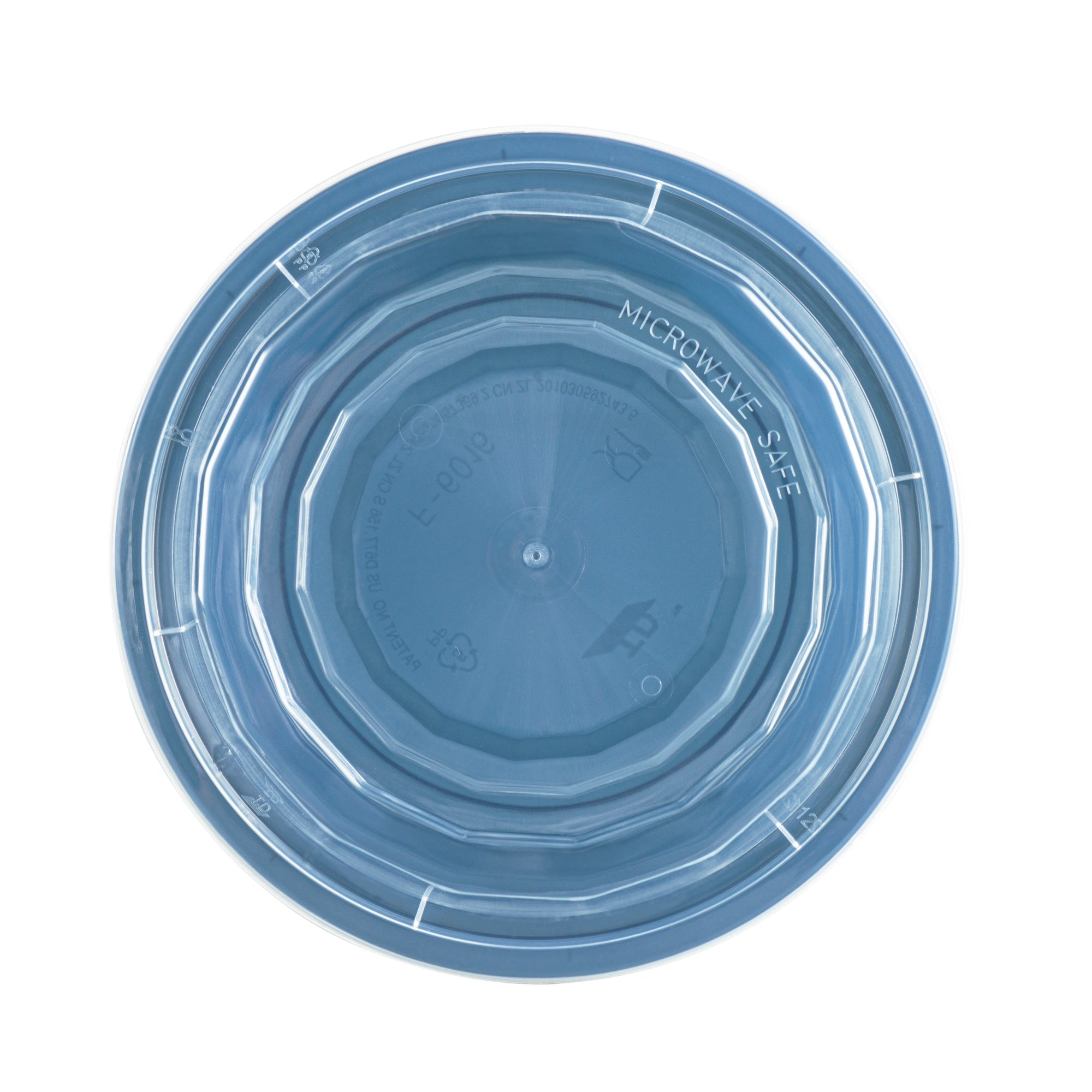 Asporto 16 oz Round Midnight Blue Plastic To Go Box - with Clear Lid, Microwavable - 6 1/4" x 6 1/4" x 1 3/4" - 100 count box