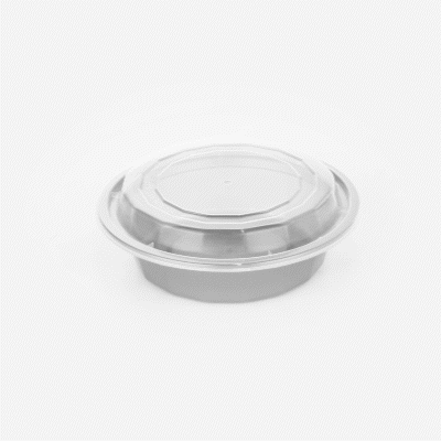 Asporto 16 oz Round Silver Plastic To Go Box - with Clear Lid, Microwavable - 6 1/4" x 6 1/4" x 1 3/4" - 100 count box