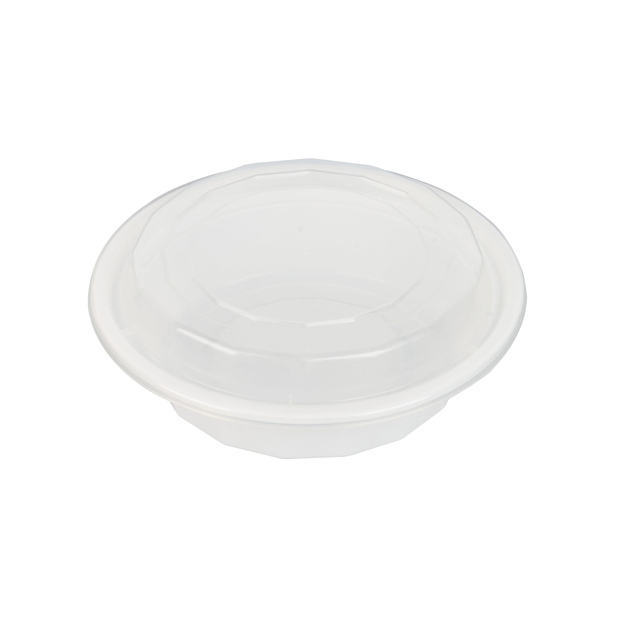Asporto 16 oz Round White Plastic To Go Box - with Clear Lid, Microwavable - 6 1/4" x 6 1/4" x 1 3/4" - 50 count box