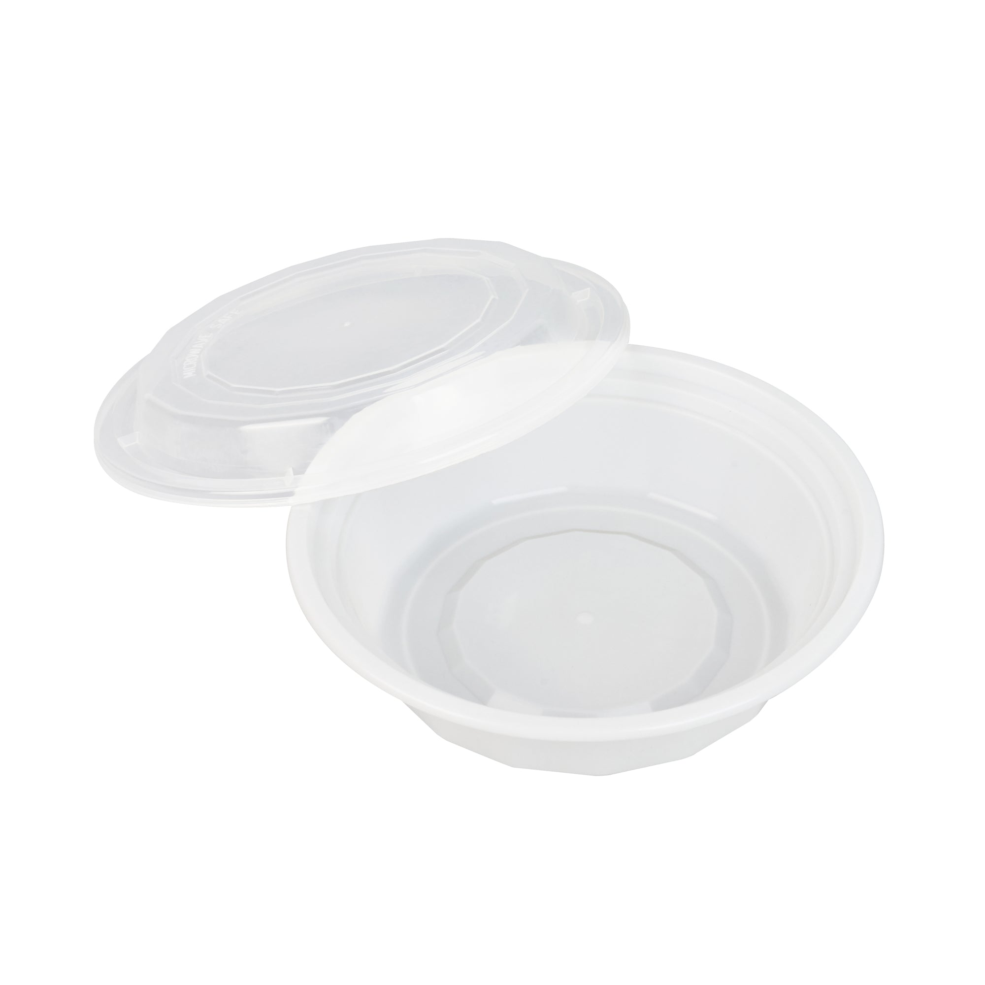 Asporto 16 oz Round White Plastic To Go Box - with Clear Lid, Microwavable - 6 1/4" x 6 1/4" x 1 3/4" - 50 count box