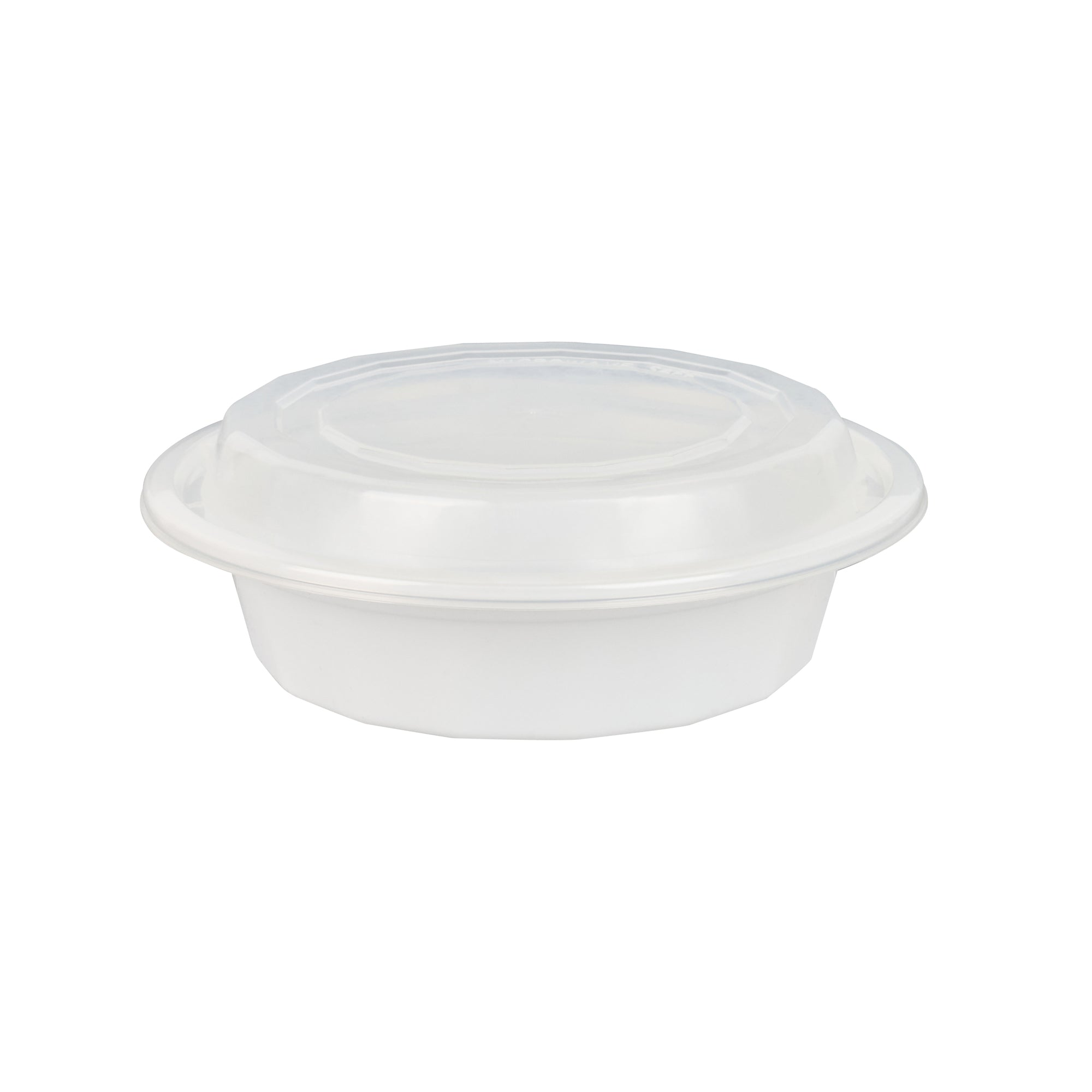Asporto 16 oz Round White Plastic To Go Box - with Clear Lid, Microwavable - 6 1/4" x 6 1/4" x 1 3/4" - 100 count box