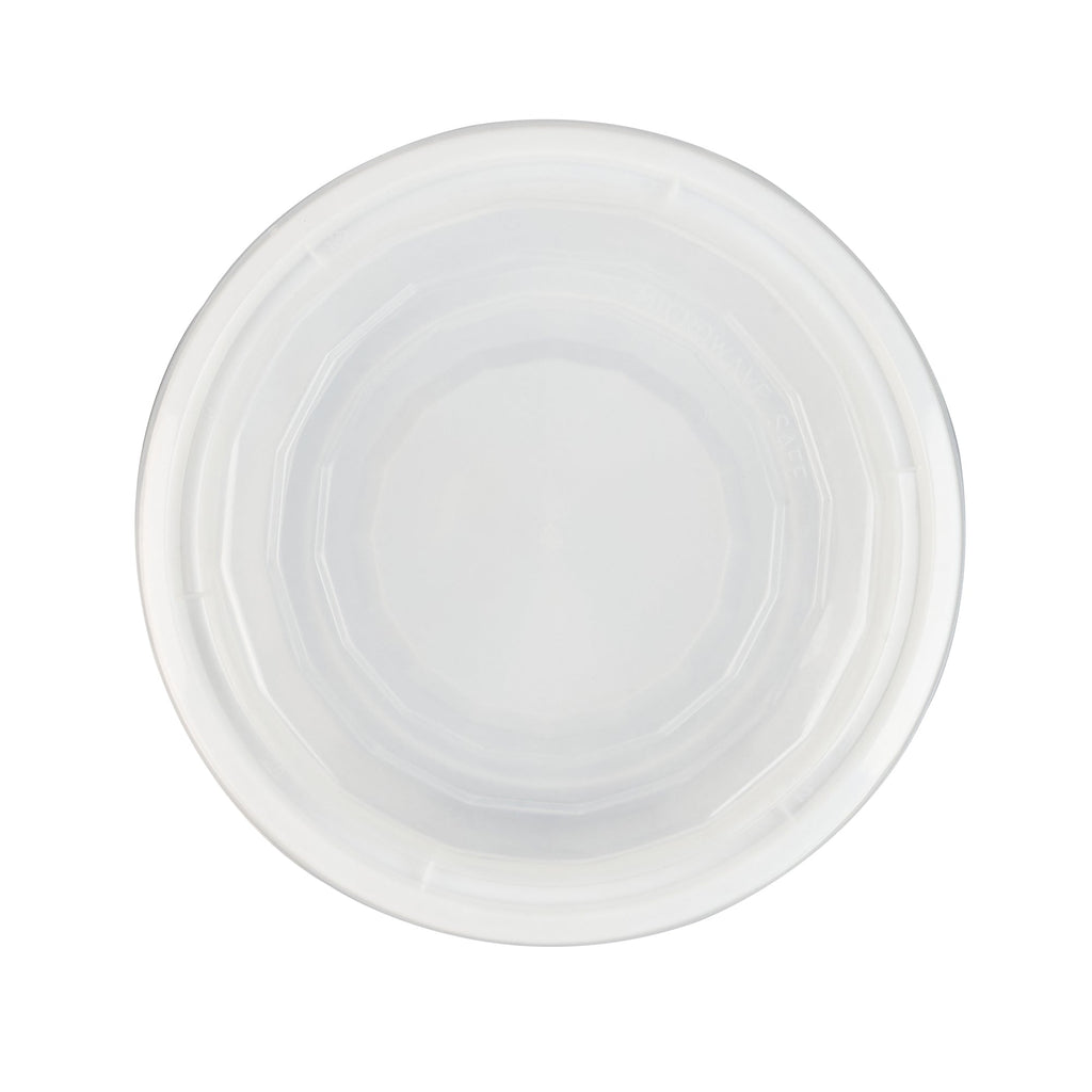 Asporto 16 oz Round White Plastic To Go Box - with Clear Lid, Microwavable - 6 1/4" x 6 1/4" x 1 3/4" - 100 count box