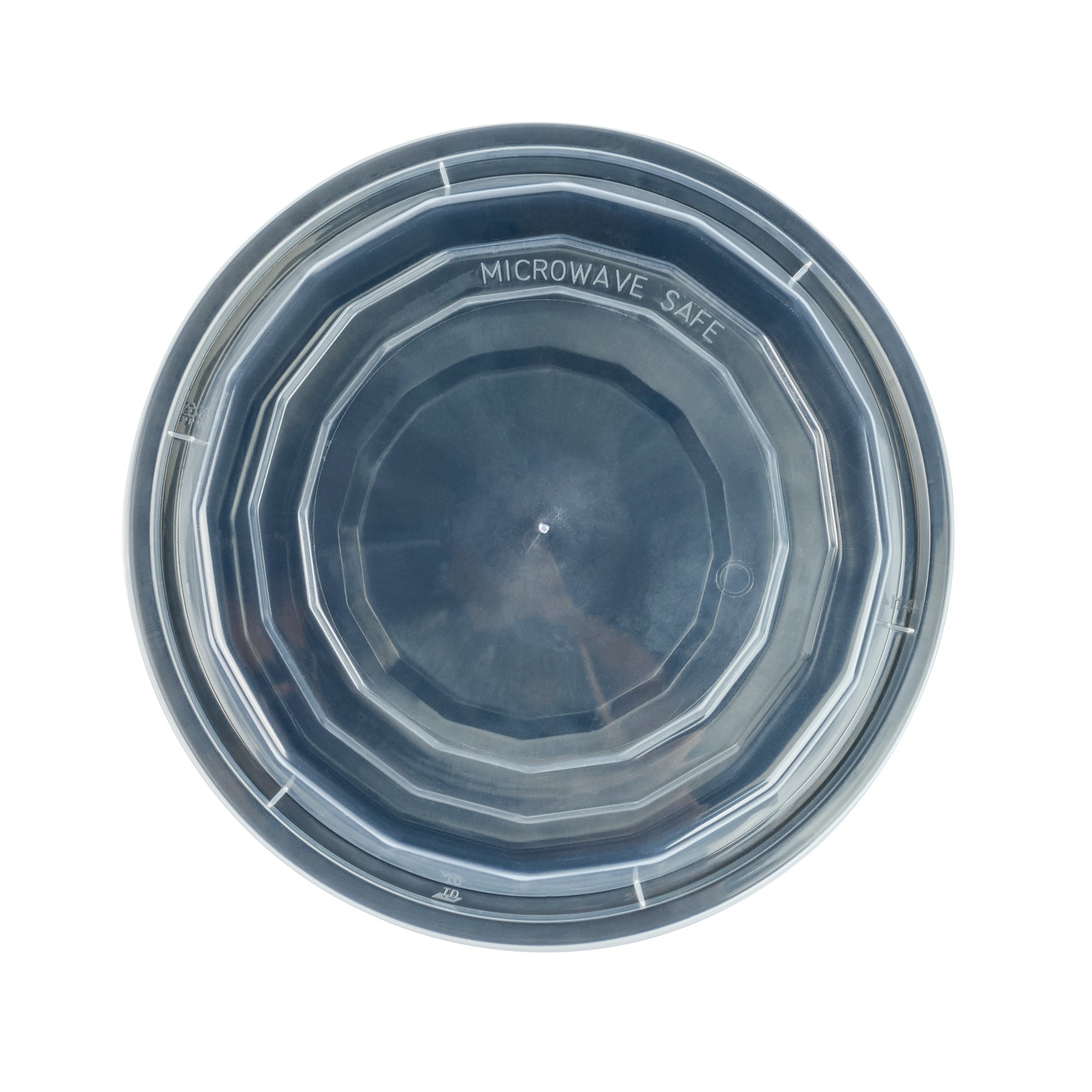 Asporto 24 oz Round Black Plastic To Go Box - with Clear Lid, Microwavable - 7 1/4" x 7 1/4" x 1 1/2" - 50 count box