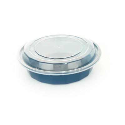 Asporto 24 oz Round Midnight Blue Plastic To Go Box - with Clear Lid, Microwavable - 7 1/4" x 7 1/4" x 1 1/2" - 100 count box