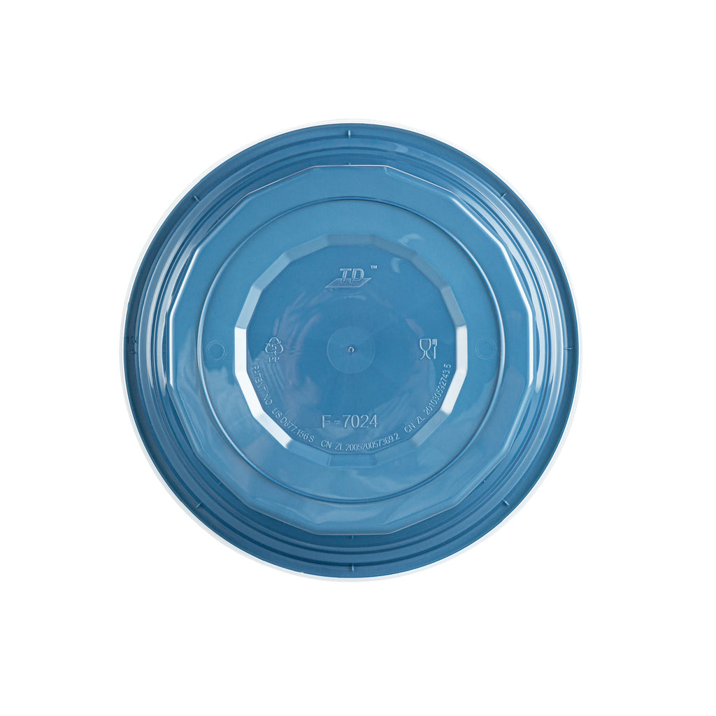 Asporto 24 oz Round Midnight Blue Plastic To Go Box - with Clear Lid, Microwavable - 7 1/4" x 7 1/4" x 1 1/2" - 100 count box