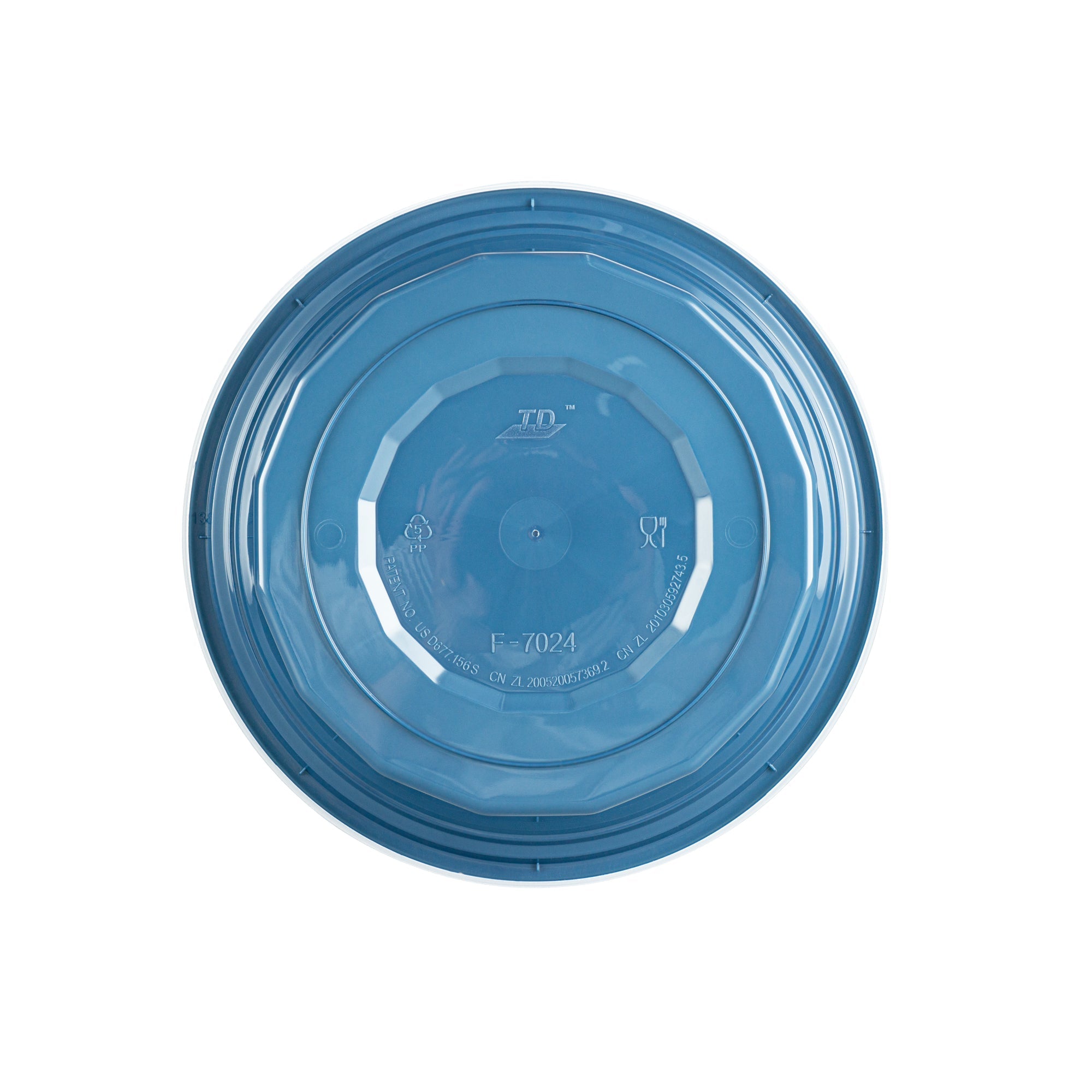 Asporto 24 oz Round Midnight Blue Plastic To Go Box - with Clear Lid, Microwavable - 7 1/4" x 7 1/4" x 1 1/2" - 100 count box