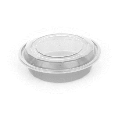 Asporto 24 oz Round Silver Plastic To Go Box - with Clear Lid, Microwavable - 7 1/4" x 7 1/4" x 1 1/2" - 100 count box