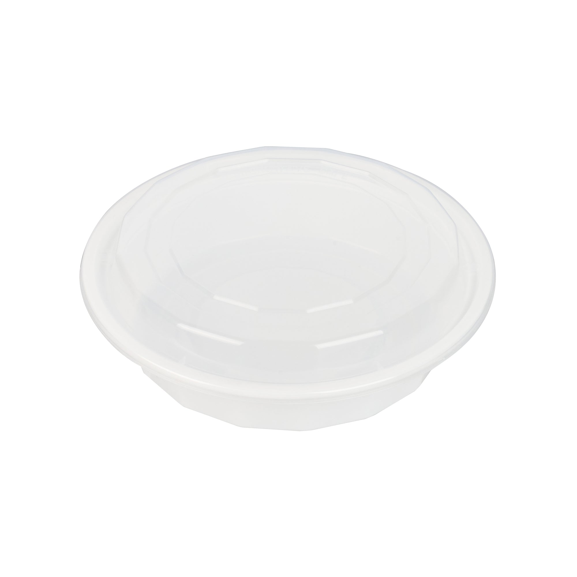 Asporto 24 oz Round White Plastic To Go Box - with Clear Lid, Microwavable - 7 1/4" x 7 1/4" x 1 1/2" - 50 count box