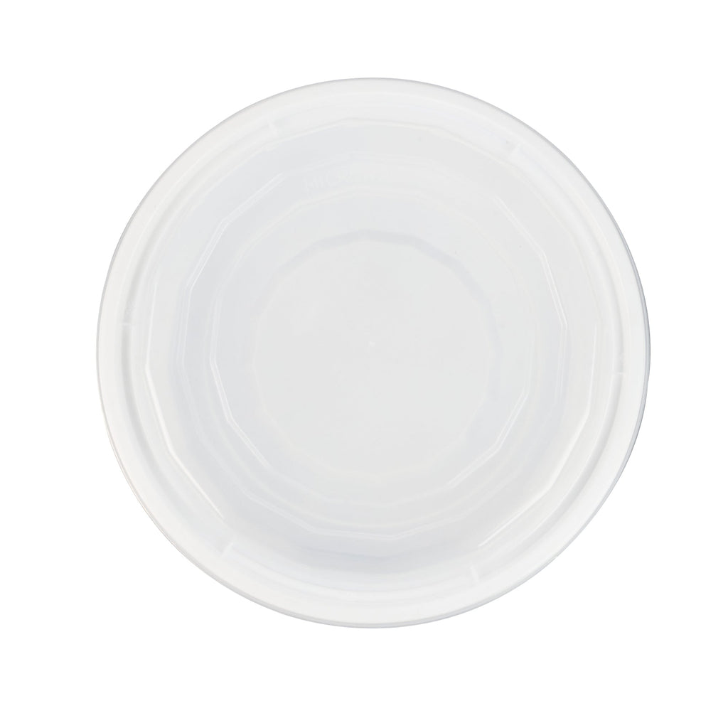 Asporto 24 oz Round White Plastic To Go Box - with Clear Lid, Microwavable - 7 1/4" x 7 1/4" x 1 1/2" - 100 count box
