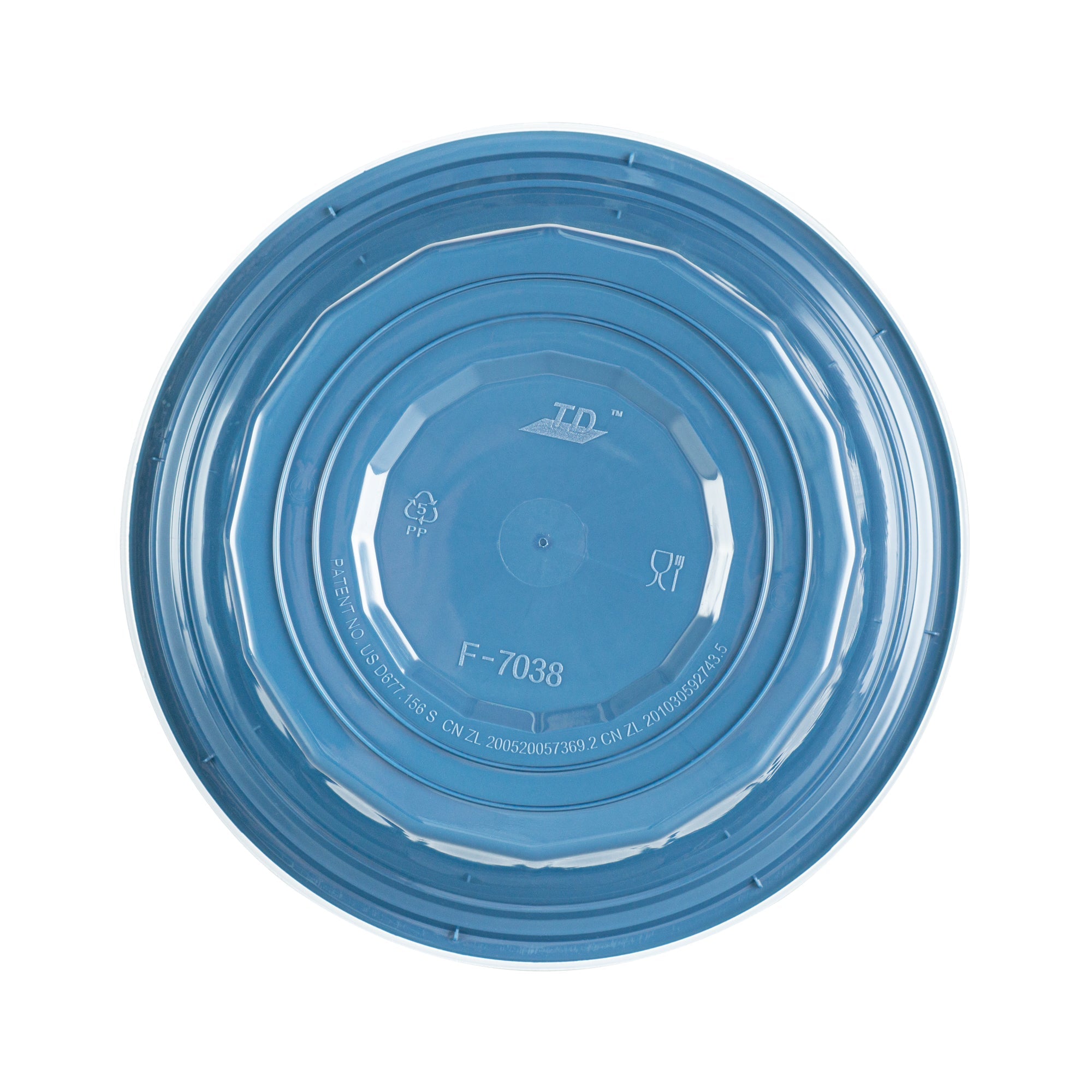 Asporto 32 oz Round Midnight Blue Plastic To Go Box - with Clear Lid, Microwavable - 7 1/4" x 7 1/4" x 3" - 100 count box