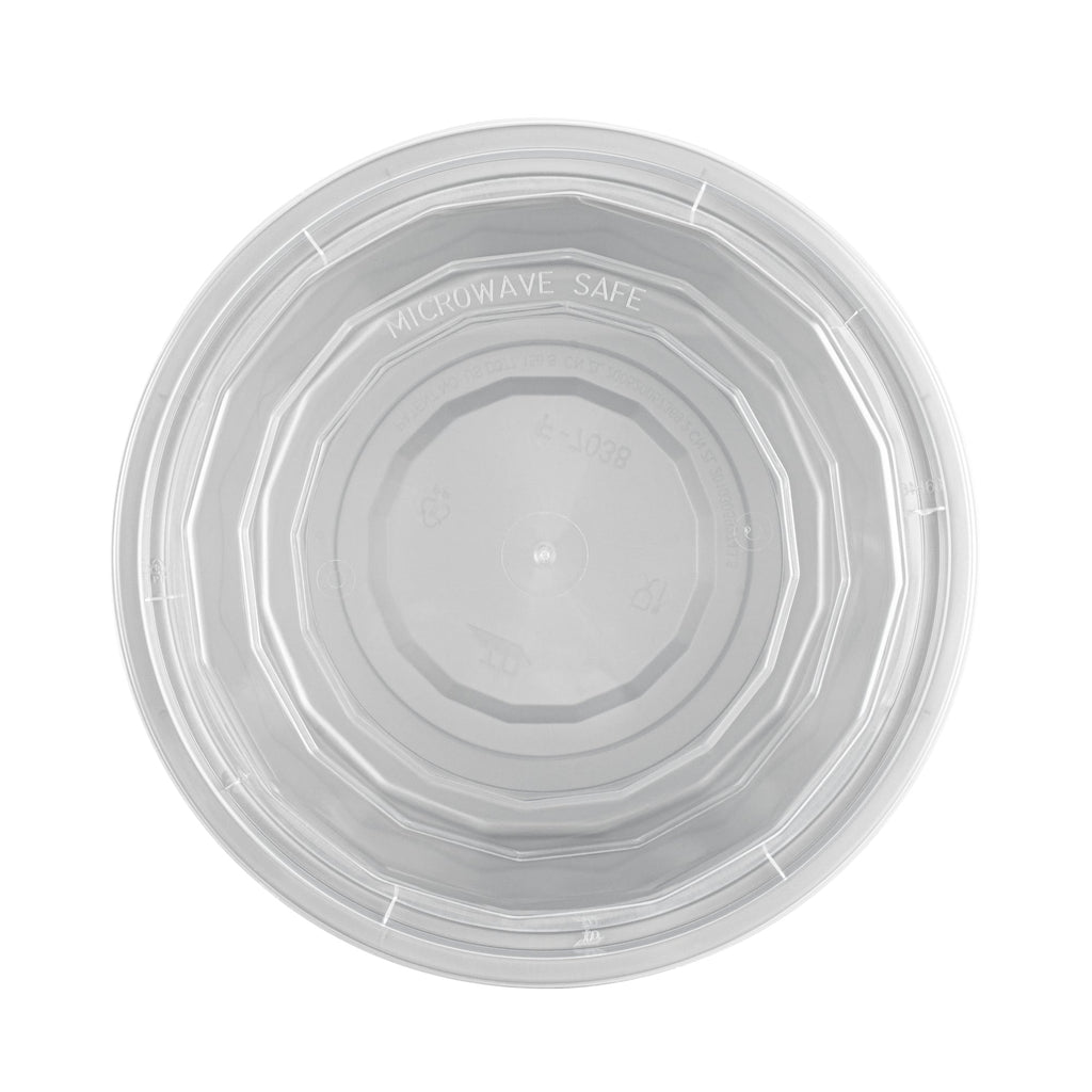 Asporto 32 oz Round Silver Plastic To Go Box - with Clear Lid, Microwavable - 7 1/4" x 7 1/4" x 3" - 100 count box