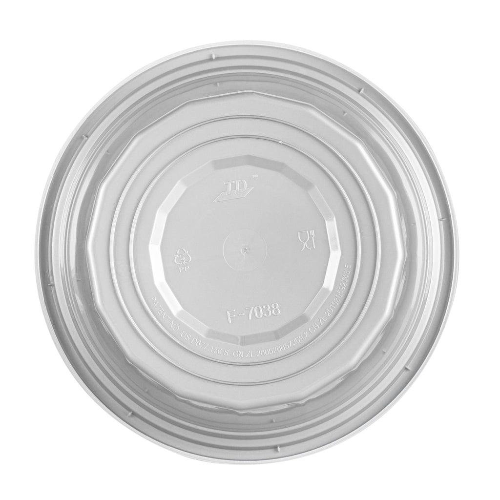Asporto 32 oz Round Silver Plastic To Go Box - with Clear Lid, Microwavable - 7 1/4" x 7 1/4" x 3" - 100 count box