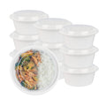 Asporto 32 oz Round White Plastic To Go Box - with Clear Lid, Microwavable - 7 1/4" x 7 1/4" x 3" - 50 count box