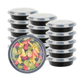 Asporto 48 oz Round Black Plastic To Go Box - with Clear Lid, Microwavable - 9" x 9" x 1 3/4" - 50 count box
