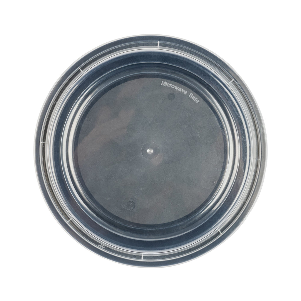 Asporto 48 oz Round Black Plastic To Go Box - with Clear Lid, Microwavable - 9" x 9" x 1 3/4" - 50 count box