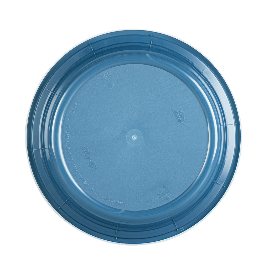 Asporto 48 oz Round Midnight Blue Plastic To Go Box - with Clear Lid, Microwavable - 9" x 9" x 1 3/4" - 100 count box