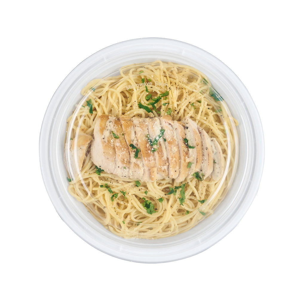 Asporto 48 oz Round White Plastic To Go Box - with Clear Lid, Microwavable - 9" x 9" x 1 3/4" - 50 count box
