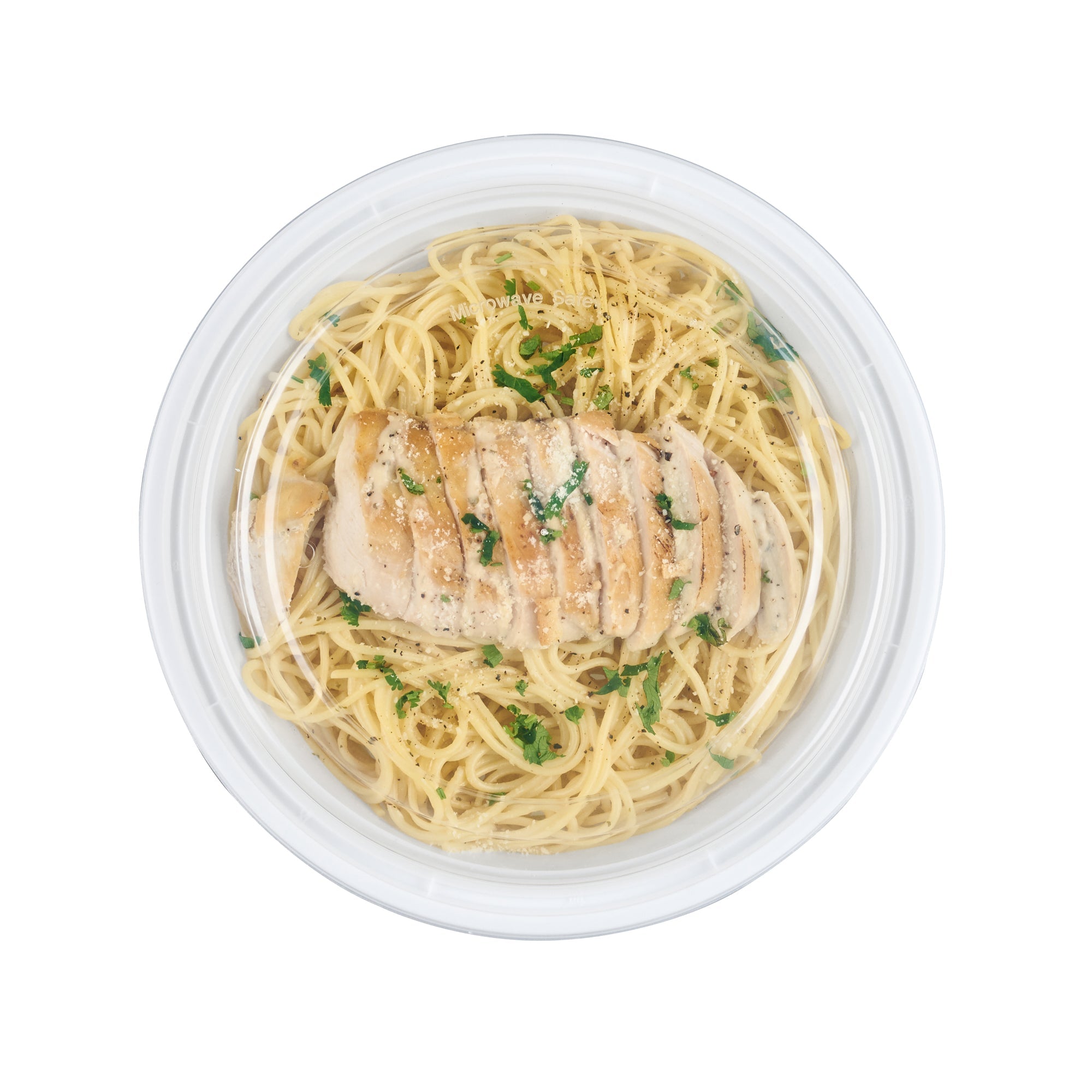 Asporto 48 oz Round White Plastic To Go Box - with Clear Lid, Microwavable - 9" x 9" x 1 3/4" - 50 count box