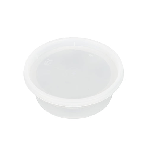 Asporto 8 oz Round Clear Plastic Soup Container - with Lid, Microwavable - 4 1/2" x 4 1/2" x 1 3/4" - 100 count box