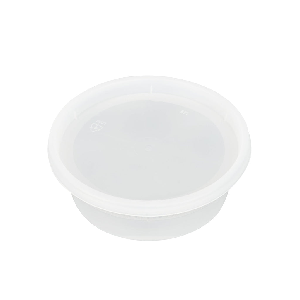 Asporto 8 oz Round Clear Plastic Soup Container - with Lid, Microwavable - 4 1/2" x 4 1/2" x 1 3/4" - 25 count box