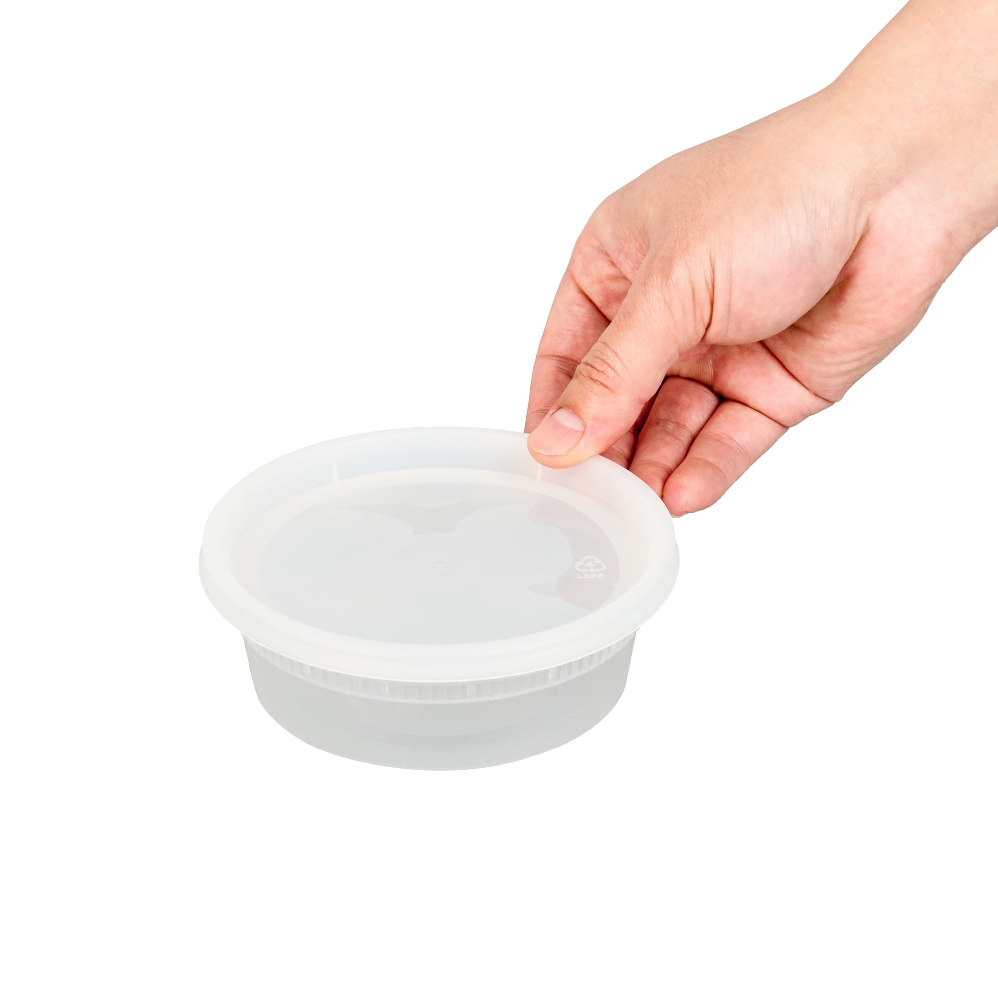 Asporto 8 oz Round Clear Plastic Soup Container - with Lid, Microwavable - 4 1/2" x 4 1/2" x 1 3/4" - 25 count box