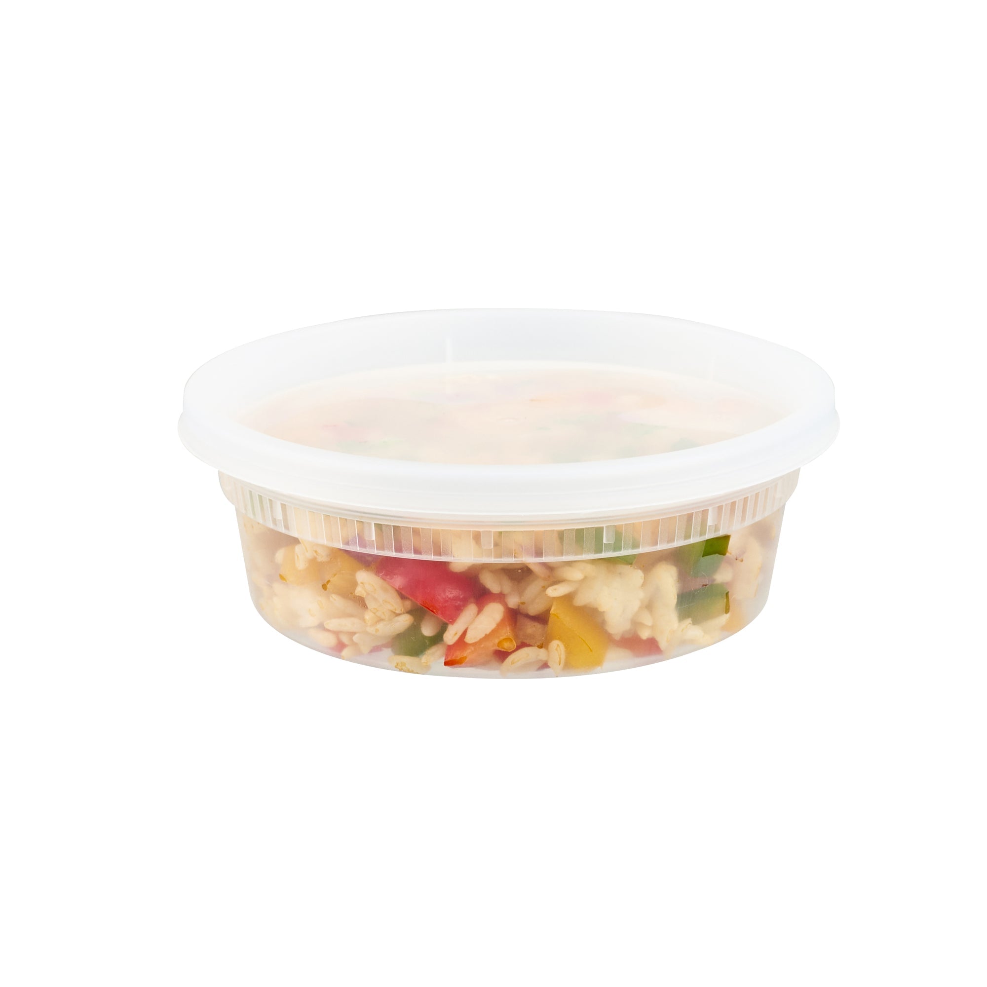 Asporto 8 oz Round Clear Plastic Soup Container - with Lid, Microwavable - 4 1/2" x 4 1/2" x 1 3/4" - 25 count box