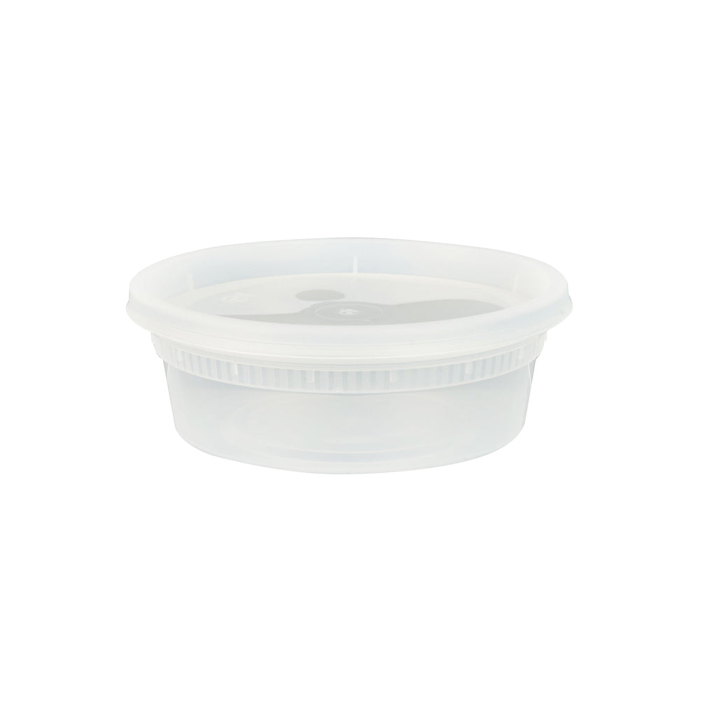 Asporto 8 oz Round Clear Plastic Soup Container - with Lid, Microwavable - 4 1/2" x 4 1/2" x 1 3/4" - 25 count box